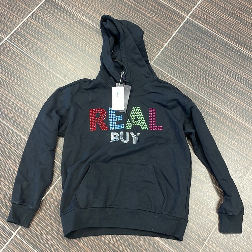 NWT Real Buy Rhinestone Hoodie
